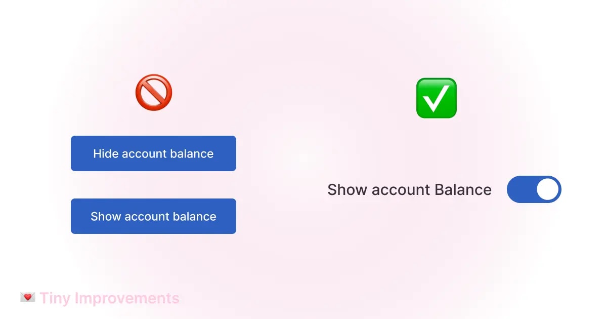 Button vs Toggle mock-up comparison