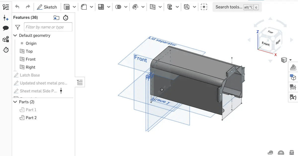 Screenshot from CAD software Onshape