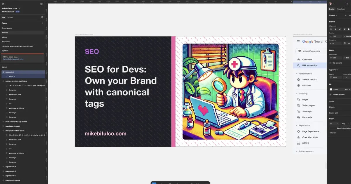 A screenshot of a Figma file with a cover image for an article