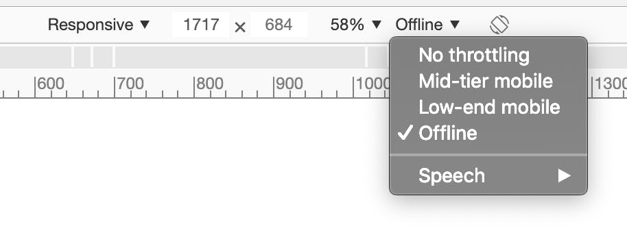 Screenshot of the throttling interface in Chrome Devtools' responsive mode
