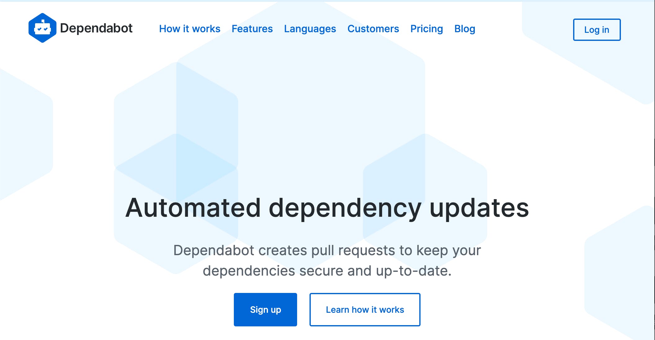 Screenshot from dependabot's marketing page