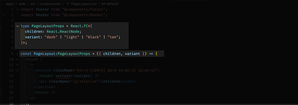 VS Code Screenshot: Give the extracted type a name, and hit enter.