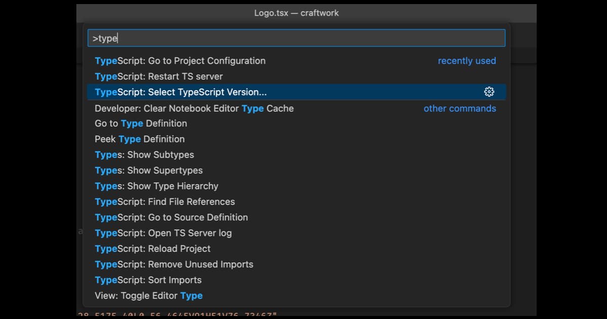 Select TypeScript Version in the command palette in VS Code