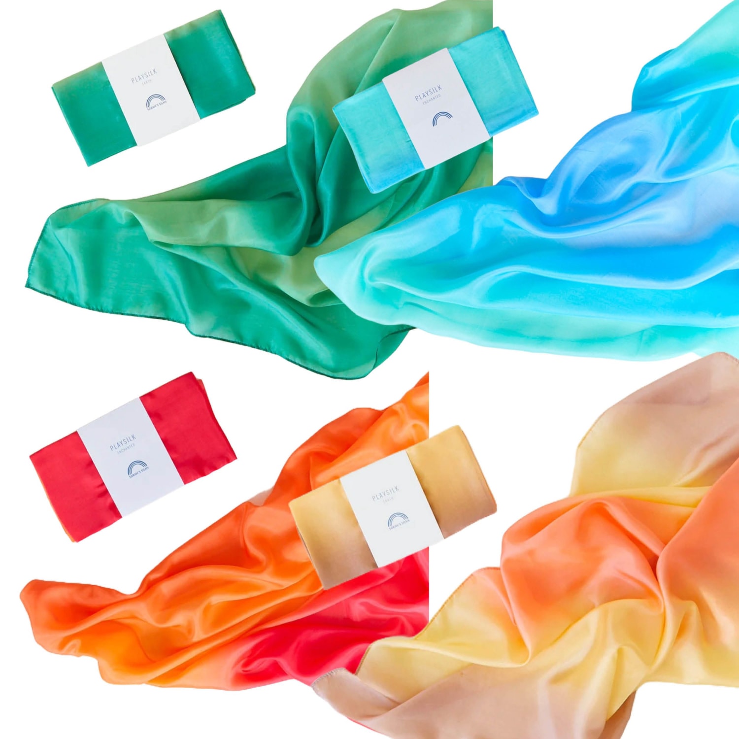 Playsilk medium Naturfarger. 4 stk