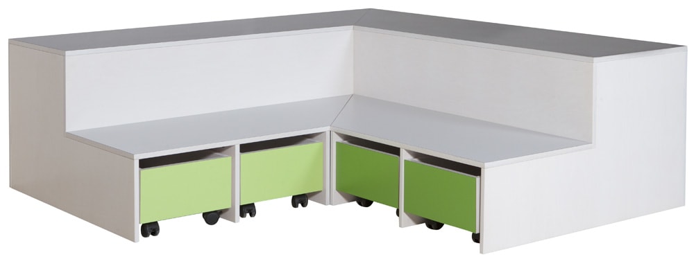 Scenetrapp hjørne, med 4 oppbevaringskasser