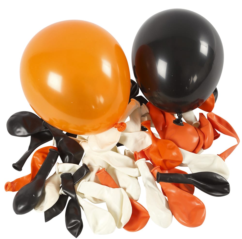 Ballonger, hvit, orange, sort, runde, 100ass