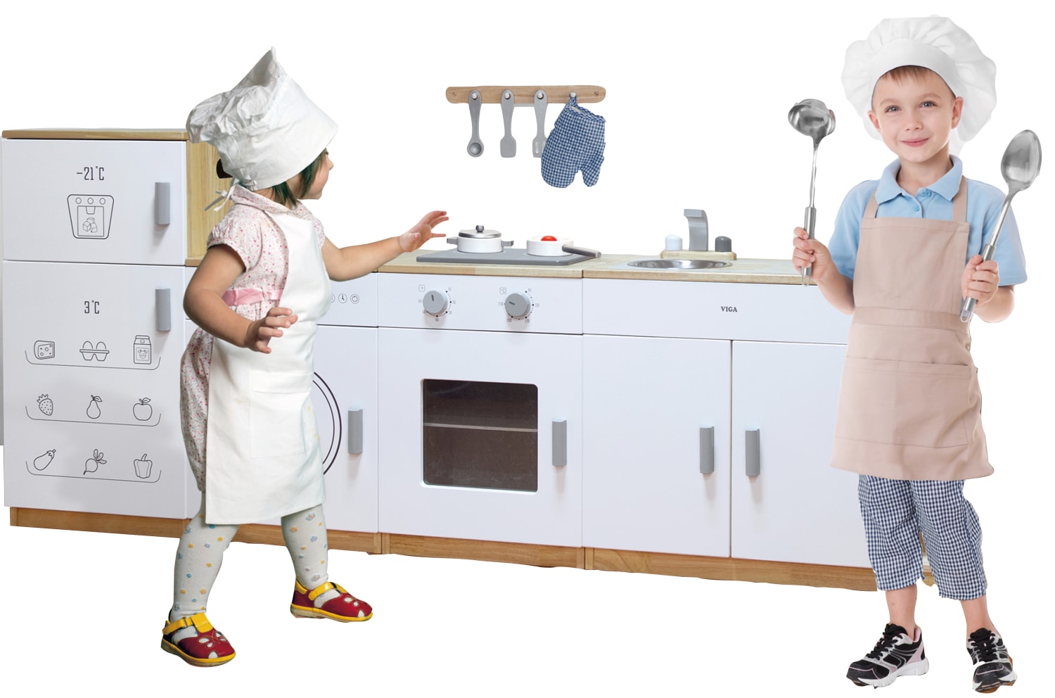 Lekekjøkken med hvit front, komplett