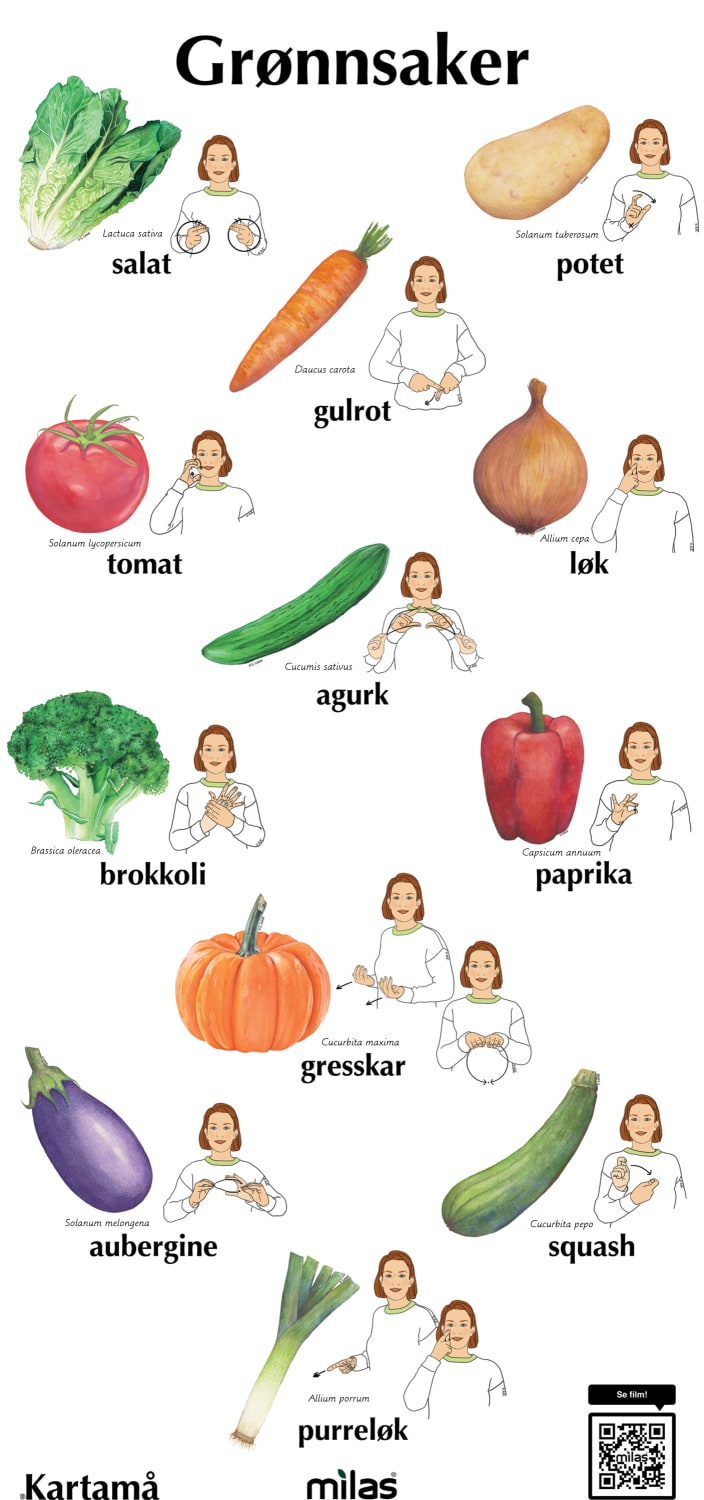 Kartamå - Tegn til tale, Grønnsaker