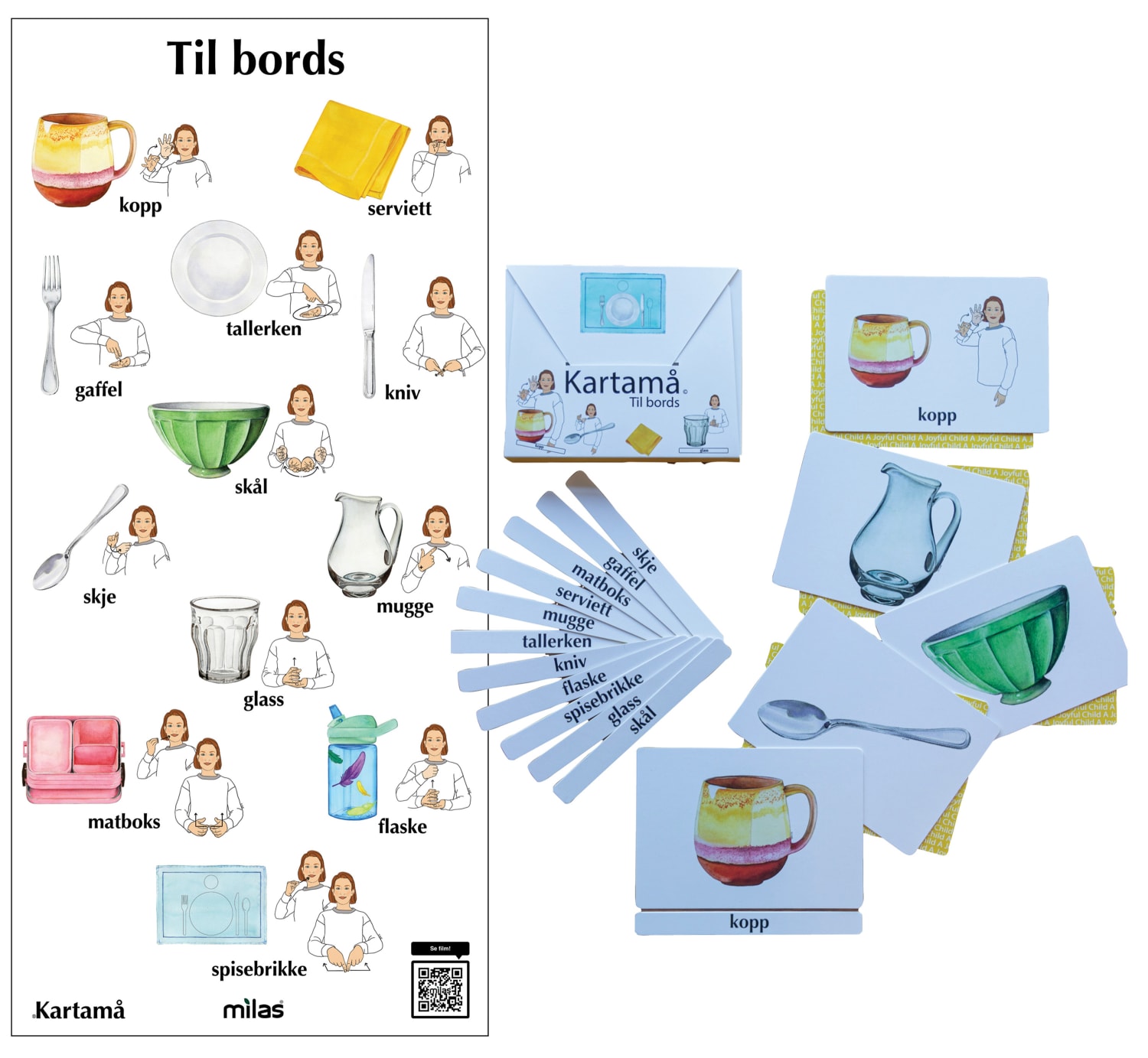Kartamå - Tegn til tale Til bords, plakat og spill