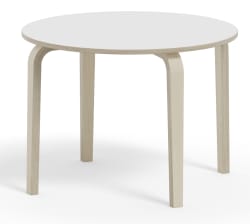 Bord Anna med akustikklaminat ø: 90 cm, Hvitpigmentert ben