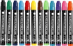 Glass- og porselenstusj, 1-3mm strek, 12 ass.