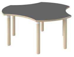 Tavoli kløverformet bord med krittavle og ben i tre