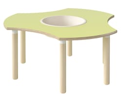 Tavoli kløverformet bord med balje og ben i tre