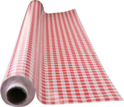 Voksduk 140 cm, 10 meter rød/hvit rutete