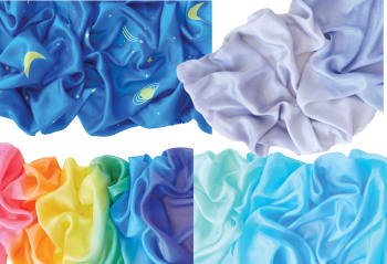 Playsilk large, sett med 4 stk ass.