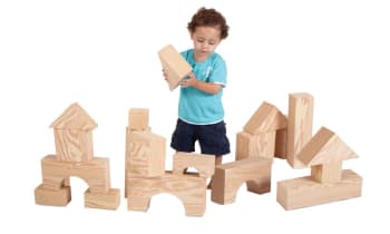 Myke byggeklosser i trefarge, store, 32deler