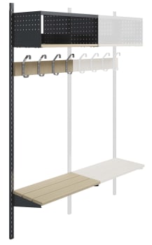 Wille garderobe, 2-rom 60 cm vegg med sittebenk påbygning