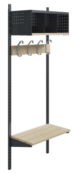 Wille garderobe, 3-rom 60 cm vegg med sittebenk