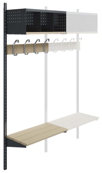 Wille garderobe, 3-rom 60 cm vegg med sittebenk påbygning