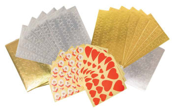 Klistremerker hjerter, stjerner og nisser. 970 stk.