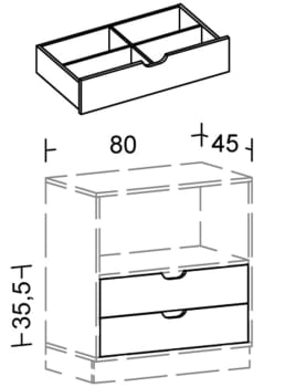 Store skuffer 2 stk. Til Kubus skap 800x450mm