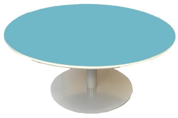 Rundt bord med søylefot og laminat, Ø90cm.