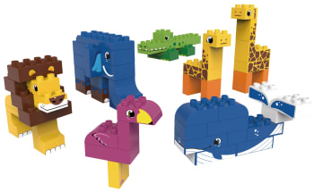 Biobuddi store byggeklosser, ville dyr. 60 deler