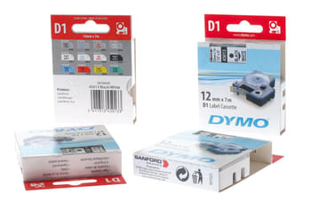 Dymo D1 tape hvit/rød