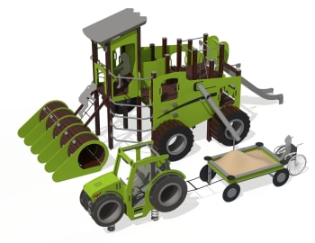Skurtresker med traktor og henger, vedlikeholdsfri