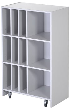 Åpen reol med 12 rom på, hjul