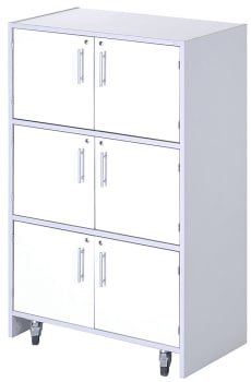 Skap med 6 slagdører, på hjul