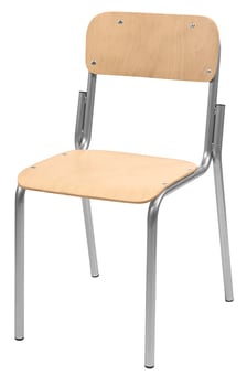 Elevstol i tre/stål, sittehøyde: 38 cm