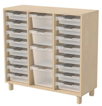 Tavoli reol m/20 grønne plastkasser. Bøkfarge.direktelaminat