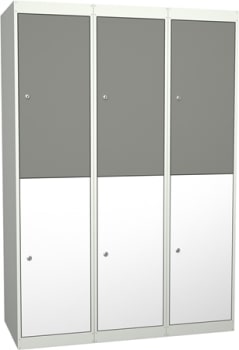 Garderobe i stål,2 delt. 120 cm, rett tak  6 rom