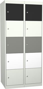 Garderobe i stål,5 delt. 80 cm, rett tak 10 rom