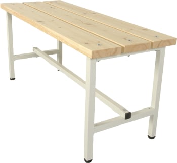 Frittstående garderobebenk i stål og furu, 2 meter