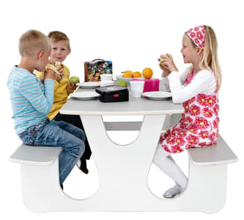 Vegghengt bord med benk 120 x 70 cm. med laminat