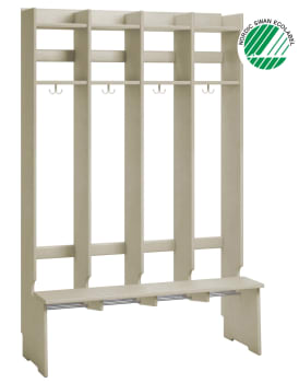 Lux 25 garderobe, gulvmodell m/sittebenk hvitpigmentert