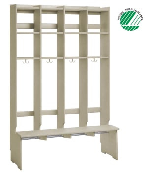 Mega 28 garderobe, gulvmodell m/sittebenk hvitpigmentert