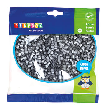 Rørperler, 6000 stk. sølvfarget