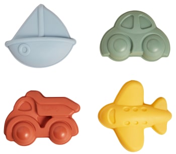 Sandformer i resirkulert plast, ass. kjøretøy.