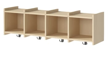 Tavoli garderobehylle med 4 rom og knagger, direktelaminat