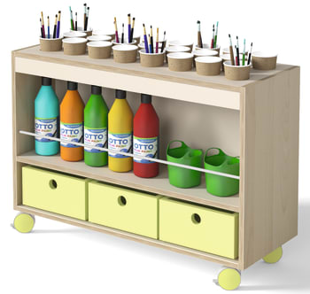 Tavoli materialvogn med 3 treskuffer, i kryssfiner