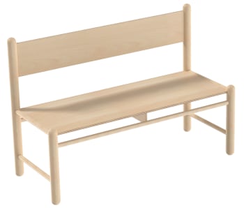 Benk med rygg, i bøk, 30 cm