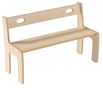 Benk med rygg, i kryssfiner, 30 cm