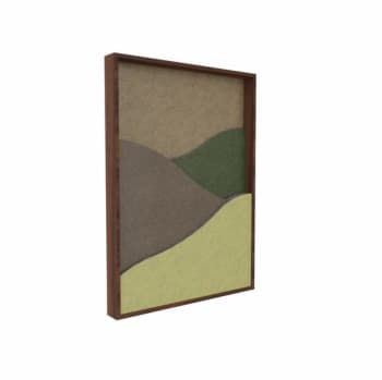 Landscape akustikkbilde med ramme i valnøtt– dekorativ lyddemping i 3D-design