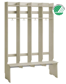 Lux 28 garderobe, gulvmodell m/sittebenk hvitpigmentert
