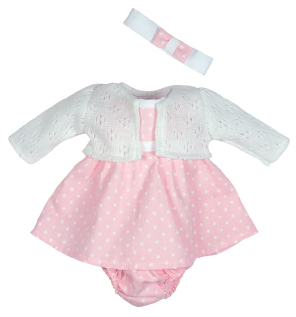 Kjole og jakke til jentedukke 45 cm