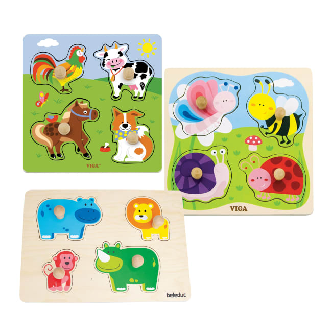 Knottepuslespill dyr, sett med 3 stk