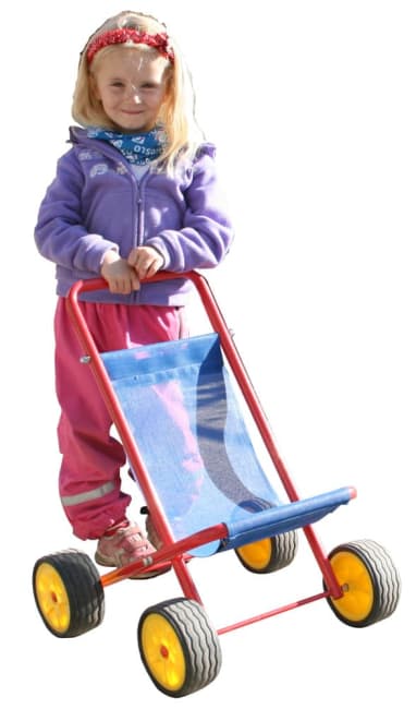 Dukkevogn i metall – robust buggy til barnehage og utelek
